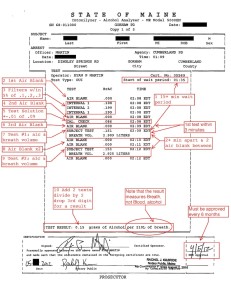 Annotated Intoxilyzer 5000EN result for Operating Under the Influence