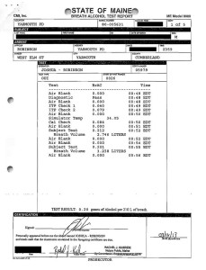 Maine Intoxilyzer 8000 breath test in .20 OUI